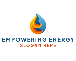 3D Fire Water Energy logo design