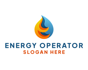 3D Fire Water Energy logo design