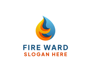 3D Fire Water Energy logo design