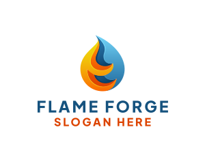 3D Fire Water Energy logo design