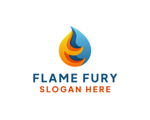 3D Fire Water Energy logo design