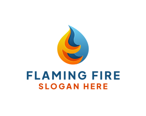 3D Fire Water Energy logo design