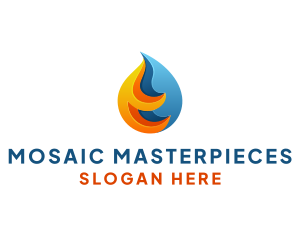 3D Fire Water Energy logo design