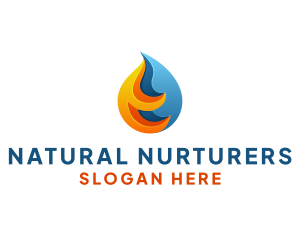 3D Fire Water Energy logo design