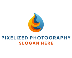 3D Fire Water Energy logo design