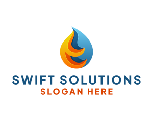 3D Fire Water Energy logo design