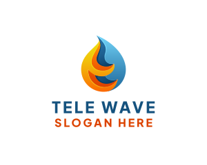 3D Fire Water Energy logo design