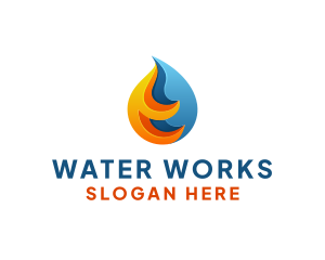 3D Fire Water Energy logo design