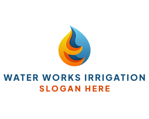 3D Fire Water Energy logo design