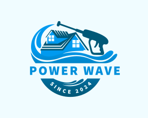 Pressure Washer Sanitation Wave logo design