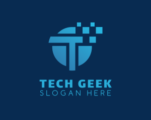 Pixel Tech Letter T logo design