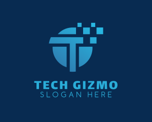 Pixel Tech Letter T logo design