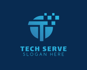 Pixel Tech Letter T logo design