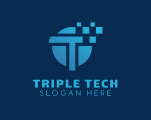 Pixel Tech Letter T logo design