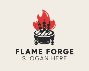 Flame Barbecue Grill  logo design