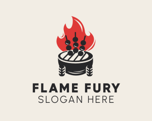 Flame Barbecue Grill  logo design