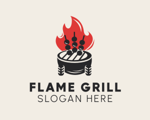 Flame Barbecue Grill  logo design