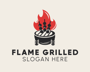 Flame Barbecue Grill  logo design