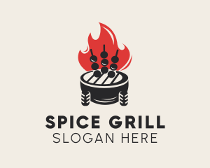 Flame Barbecue Grill  logo design