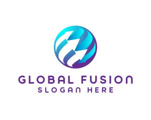 Global Arrow Sphere logo design