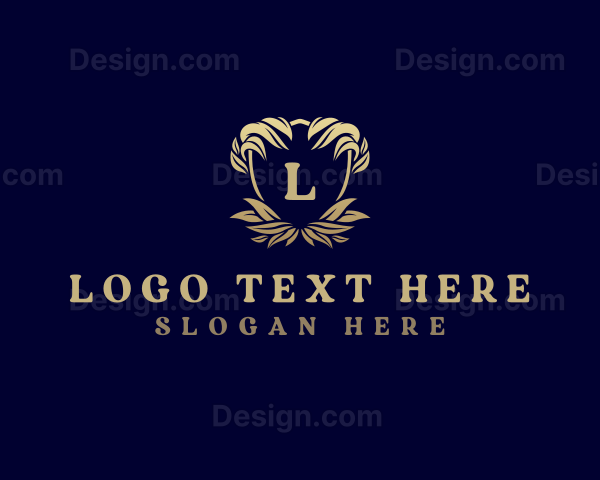 Expensive Ornate Leaves Shield Logo