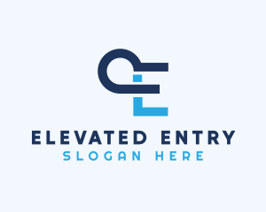 Technology Loop Letter E logo design