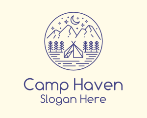 Blue Monoline Tent Camping logo