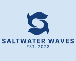 Blue Wave Letter S logo design