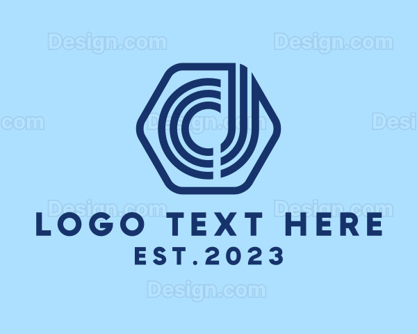 Blue Digital Letter D Logo