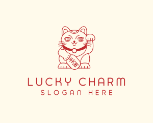 Lucky Cat Maneki Neko logo design