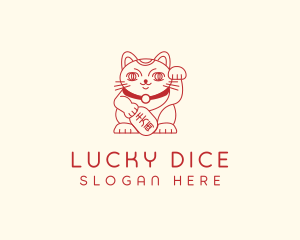 Lucky Cat Maneki Neko logo design