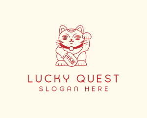 Lucky Cat Maneki Neko logo design