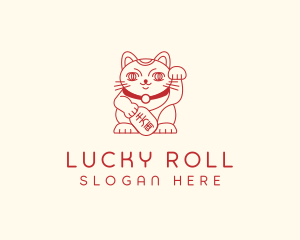 Lucky Cat Maneki Neko logo design