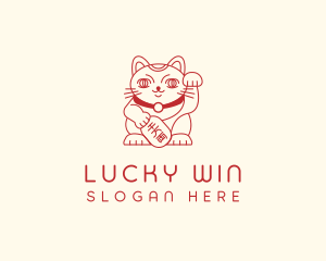 Lucky Cat Maneki Neko logo design