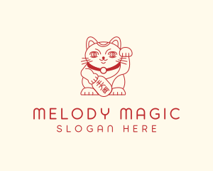 Lucky Cat Maneki Neko logo design