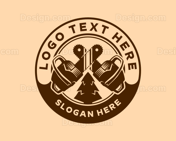 Chainsaw Lumberjack Badge Logo