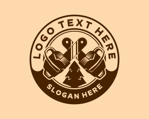 Chainsaw Lumberjack Badge logo