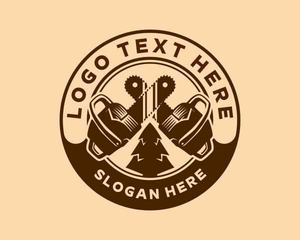 Chainsaw Lumberjack Badge logo