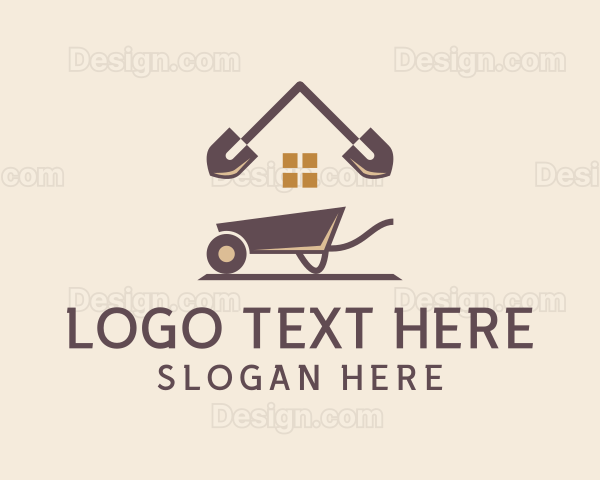 Home Construction Shovel Wheelbarrow Logo