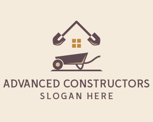 Home Construction Shovel Wheelbarrow  logo design