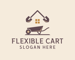 Home Construction Shovel Wheelbarrow  logo design