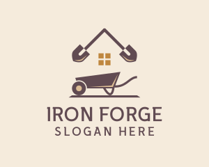 Home Construction Shovel Wheelbarrow  logo design