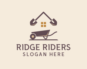 Home Construction Shovel Wheelbarrow  logo design