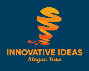 Orange Ribbon Light Bulb  logo design