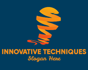 Orange Ribbon Light Bulb  logo design