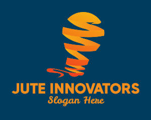 Orange Ribbon Light Bulb  logo design