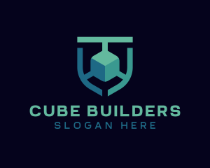 Cube Shield Technology Cyberspace  logo design