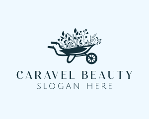 Wheelbarrow Flower Garden logo design