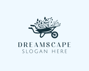 Wheelbarrow Flower Garden logo design