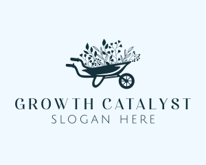 Wheelbarrow Flower Garden logo design